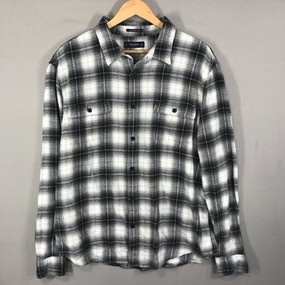 Lucky Brand Shirt Men's 2XL Black Plaid Classic Flannel Button Down Long Sleeve - Picture 1 of 11